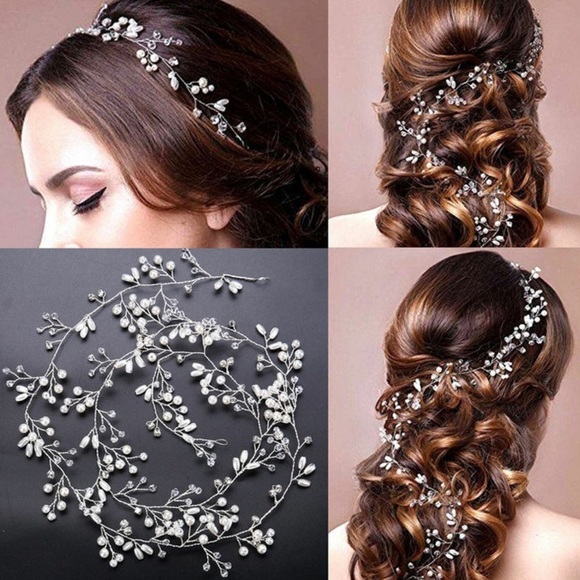 Stunning Pearl, Crystal & Gold Wire Hair Garland main image 5